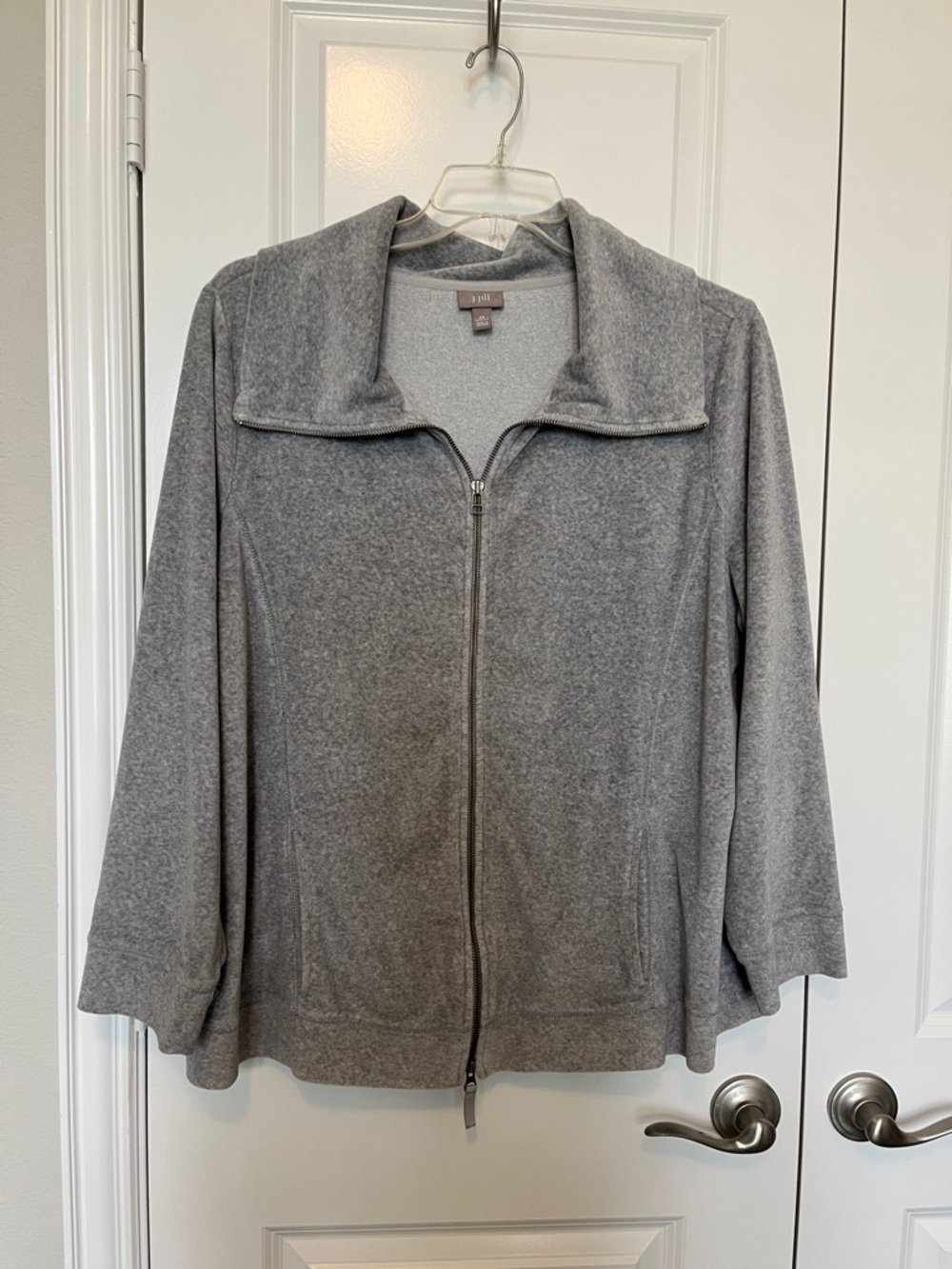 J. Jill Gray Velour Full-Zip Relaxed Jacket